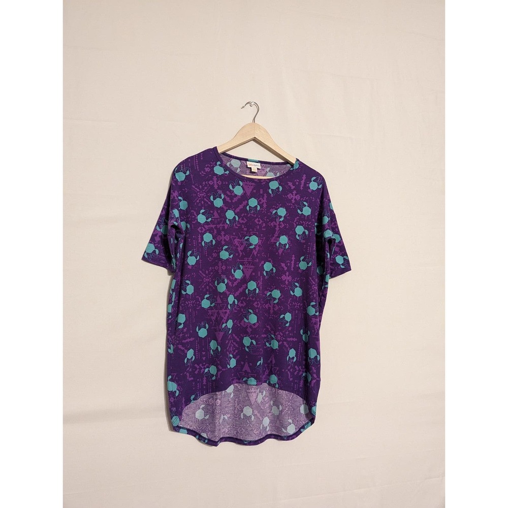 LuLaRoe Minnie mouse teal and purple flowy tshirt womens extra extra small XXS